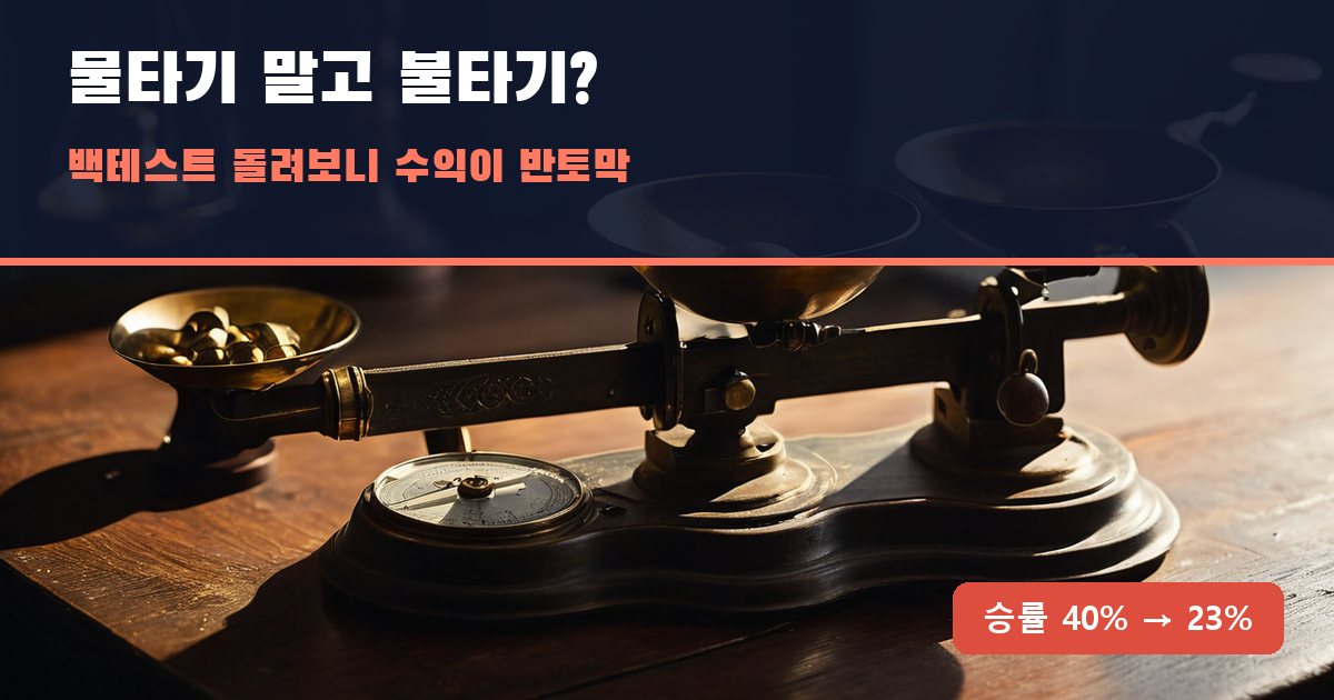 물타기 말고 불타기 하라던데: 백테스트 돌려보니 수익이 반토막 났습니다
